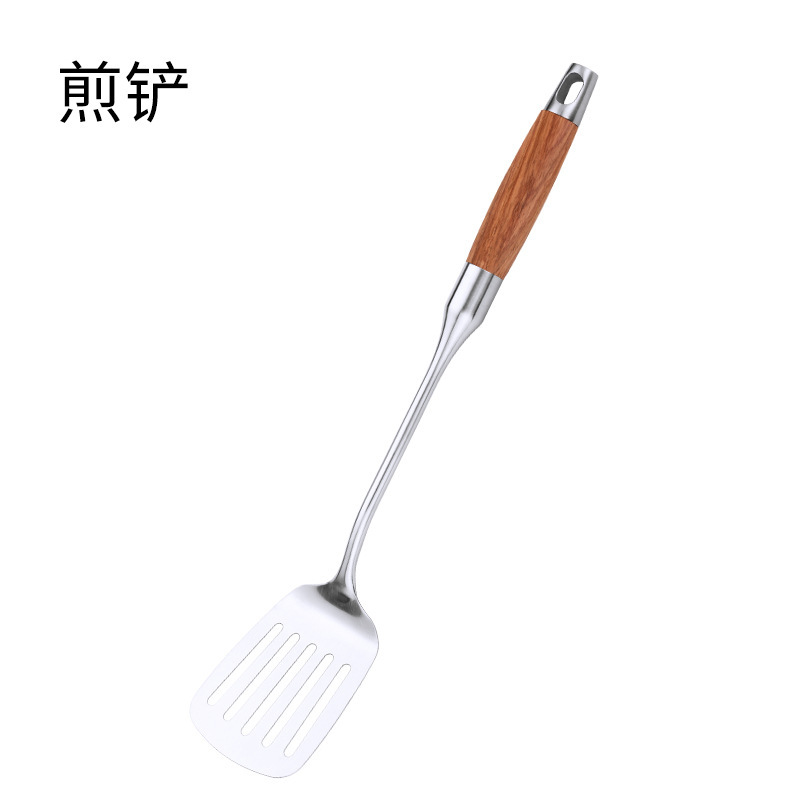 304 ステンレス鋼ローズウッドハンドルスパチュラ調理スパチュラスープスプーンザル高級ギフトキッチン用品 7 点セット|undefined