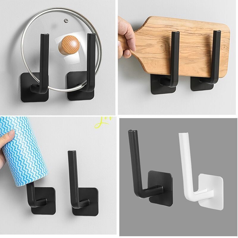 Multifuncional sin perforación gancho adhesivo sin perforación marcas negras colgantes de tela