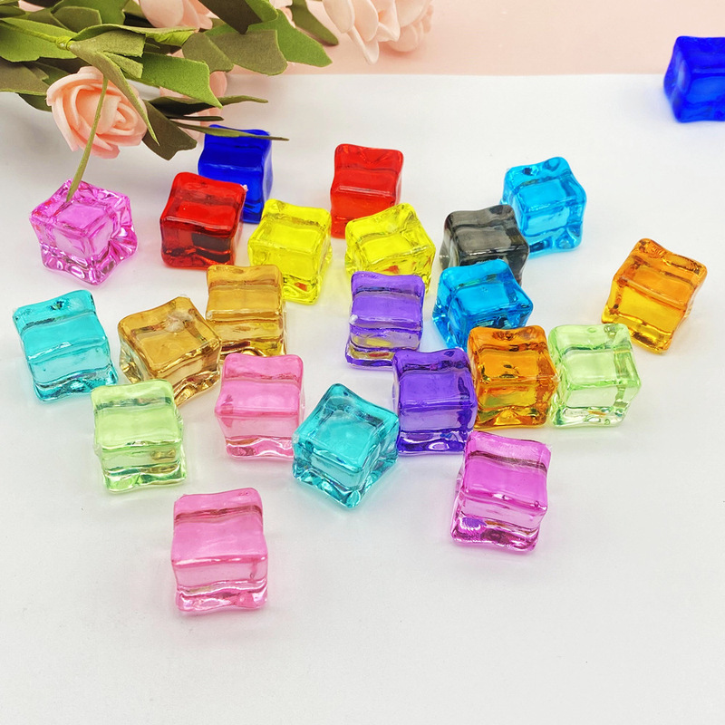 Simulation 18MM ice color transparent cube ice diy hairpin hair accessories keychain window ornaments accessories materials