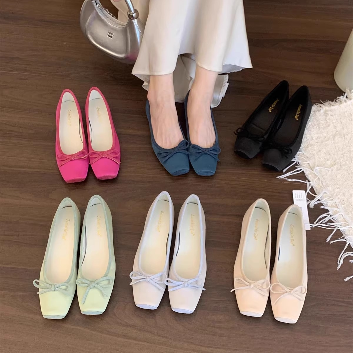 Jonmei for San Inner Heightening Silks and Satins Early Spring Flats for Women New French Ballet Style Gentle Fairy Flats