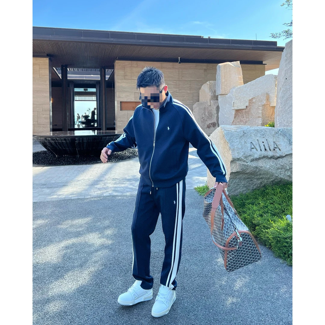 New Autumn Men's Trendy Long-Sleeved Zipper Cardigan with Stand Collar, Stylish Trousers, Versatile Solid Color Casual Suit