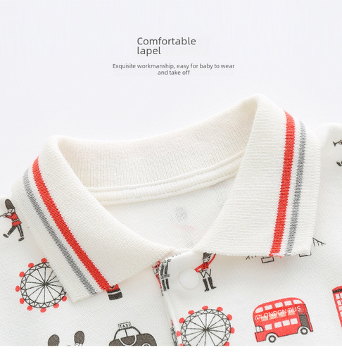 跨境婴儿连体衣夏季新款宝宝北欧风印花polo衫哈衣短袖爬服