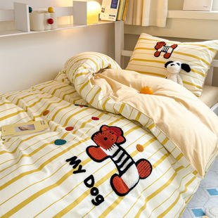 Student dormitory single bed three-piece bed sheet quilt quilt pillow mattress six-piece bedding