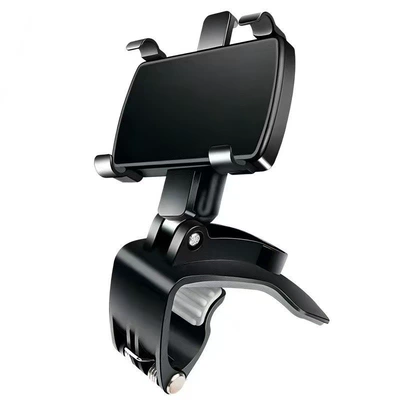 Multifunctional 360-Degree Car Phone Holder ° Rotating rearview mirror dashboard, anti-shake, no need to look down for navigation (Car phone holder) - black
