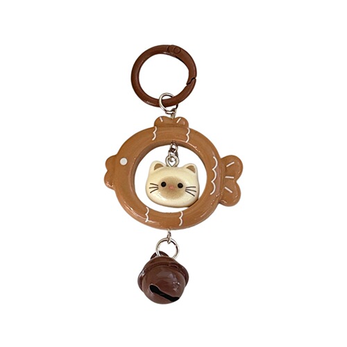 Cat, small fish, key ring pendant, colorful three-dimensional bell pendant, cute girlfriends, couple, gift bag, small pendant