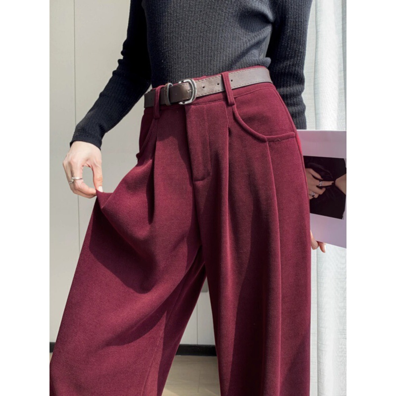 creamy-white Corduroy Pants Women's Autumn and Winter High Waist Narrow Edition Straight Casual Chenille Suit Wide-leg Pants creamy-white Corduroy Pants Women's Autumn and Winter High Waist Narrow Edition Straight Casual Chenille Suit Wide-leg Pants