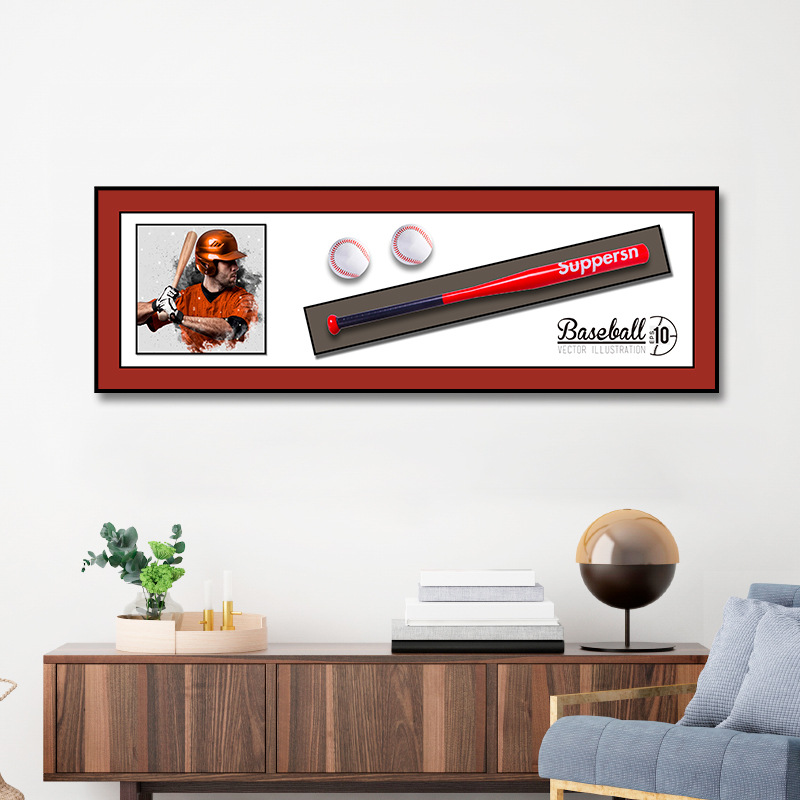 Pintura de decoración de béisbol Sala de estar Sofá Fondo Pared Pasillo Dormitorio Pintura física Entrada Sala de bolas tridimensional Pantalla Pintura colgante