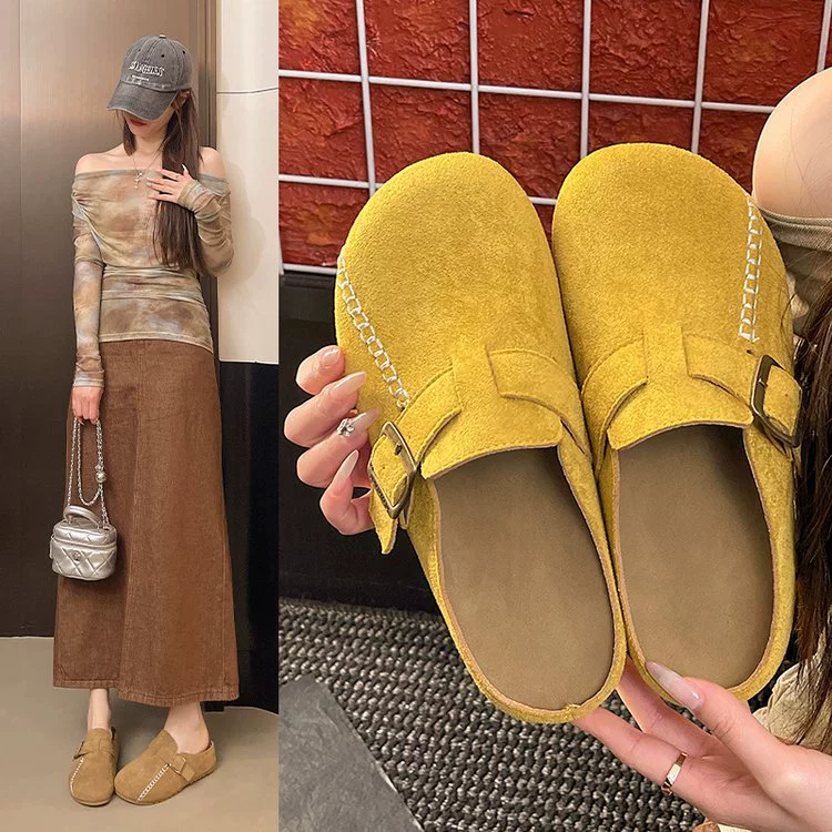 Шлепанцы Birkenstock для женщин, 2025 новые с толстой подошвой, закрытый носок, полушлепанцы, ленивые одношаговые мягкоподошвенные универсальные Birkenstock