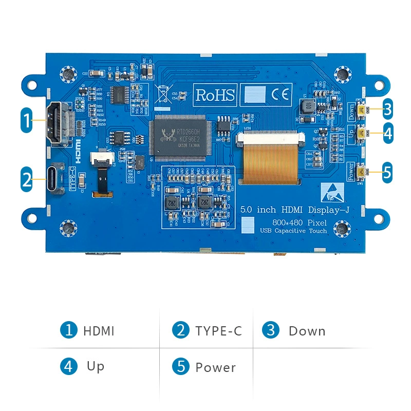 5-дюймовый дисплей Raspberry Pi IPS с полным углом обзора HDMI интерфейс LCD модуль дисплея Raspberry Pi