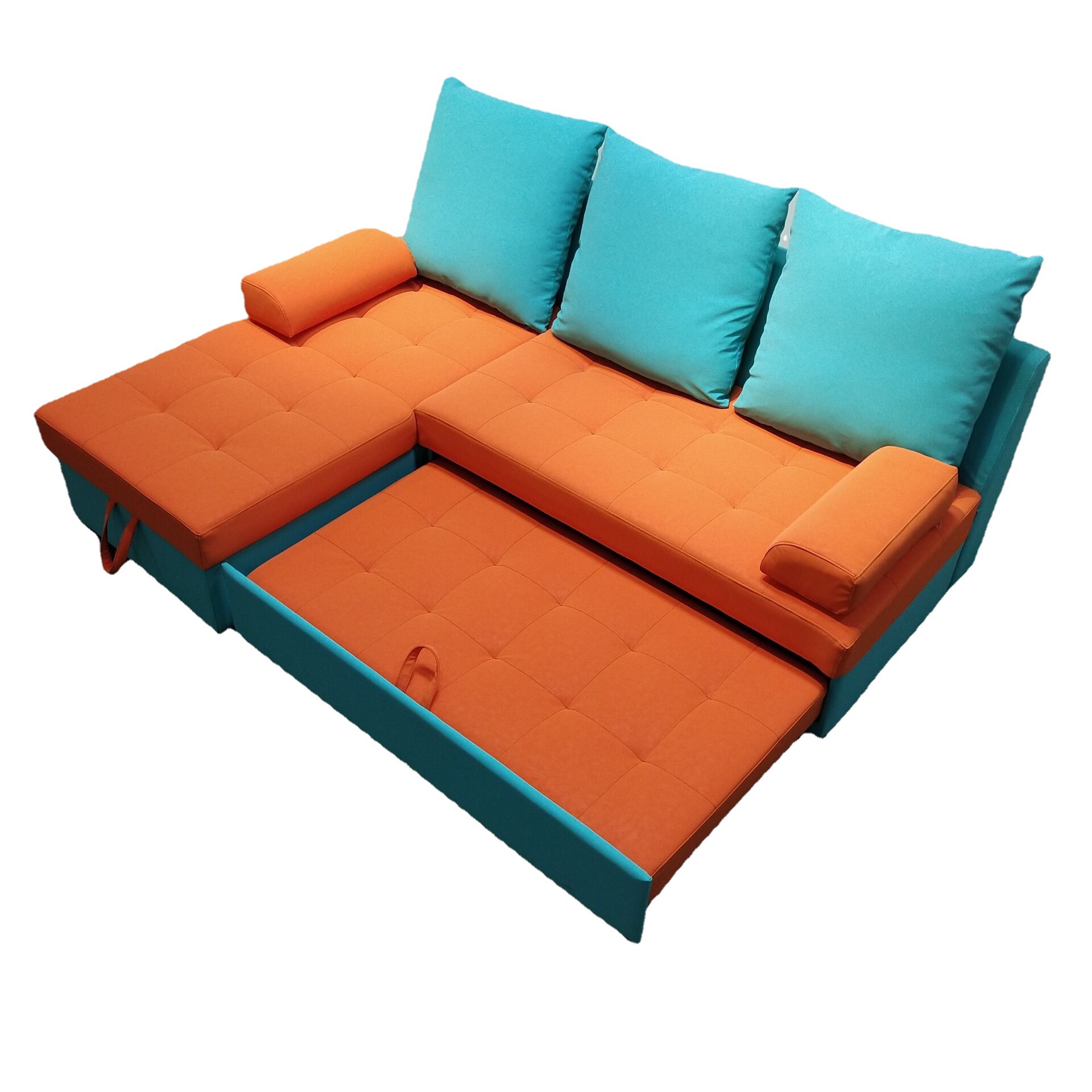Moderno simple sofá plegable doble uso multifuncional casa pequeña esquina combinación de lavado de tela sofá cama