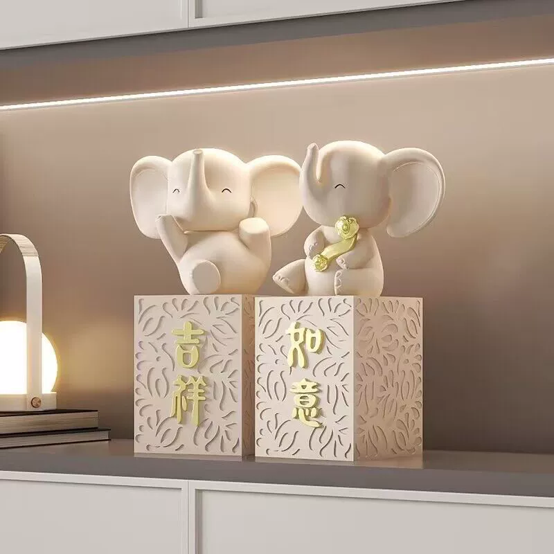 повседневные современные благоприятные украшения в виде слона, пара винных шкафов для гостиной, украшения для дома в офисе, прихожей Qiao ∑