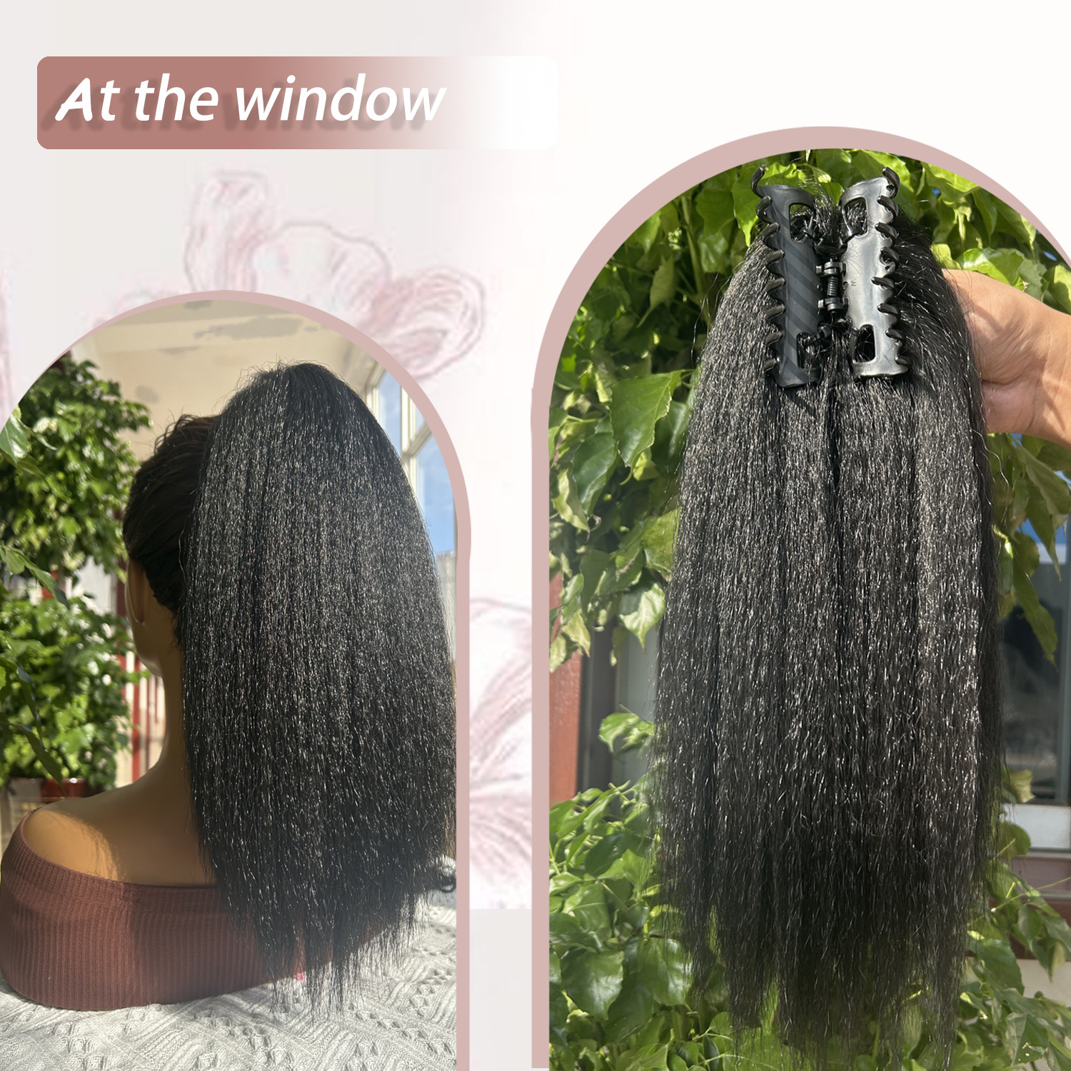 16 pulgadas peluca cola de caballo sintética cabello hollow clip cola de caballo damas cola de caballo alta