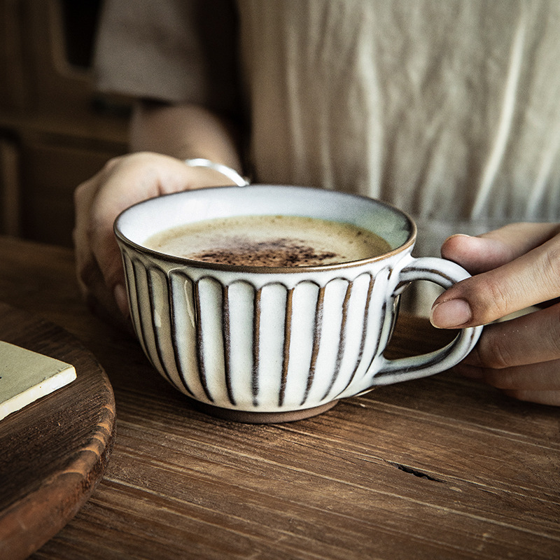 Giessen vintage taza abierta alivio americano taza de café Garland latte cerámica exportación al por mayor
