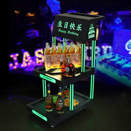 酒吧会所KTV洋酒出酒酒水车PARTYK生日房派对LED蛋糕小推车餐车