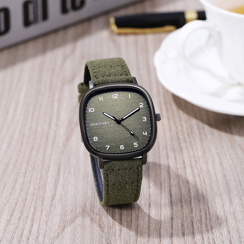 Factory Direct Sales Women's Watches with a High-End Feel, Wholesale Personalized Cross-Border Digital Exam Quartz Watches with Suede Leather Strap for Students