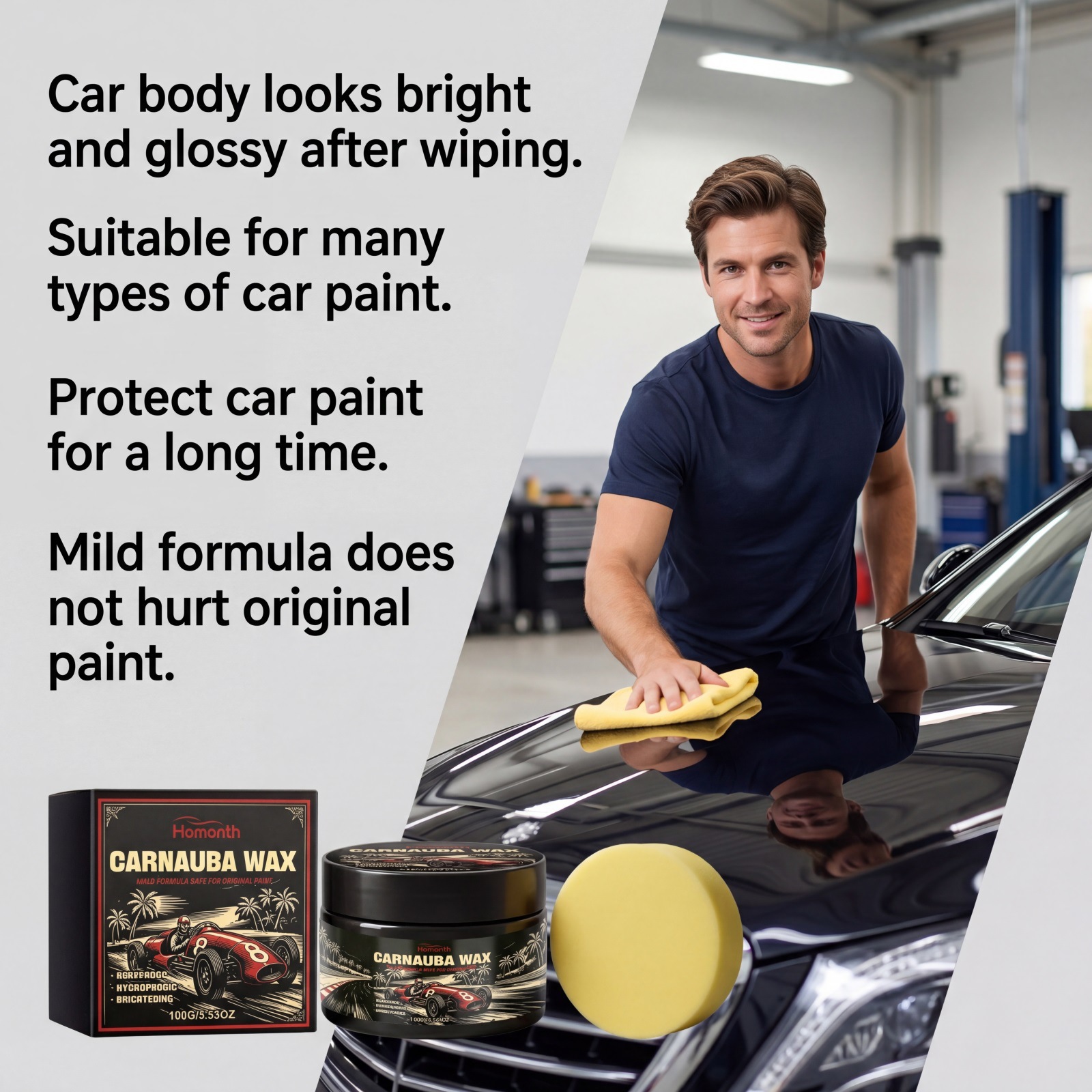 Cross-Border Homonth Brazilian Palm Wax Car Paint Scratch Repair, Maintenance, Refurbishment, Cleaning, and Gloss Enhancement