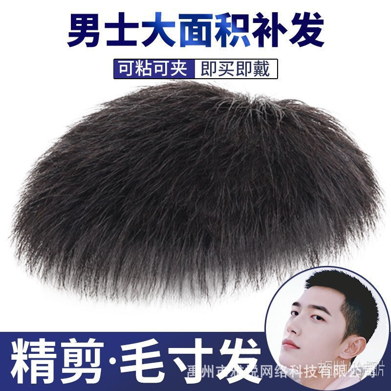 Wig Men's Short Hair Real Hair Top Hair Replacement Natural Invisible Men's Wig Thin and Breathable Hair Wig Men's Short Hair Real Hair Top Hair Replacement Natural Invisible Men's Wig Thin and Breathable Hair