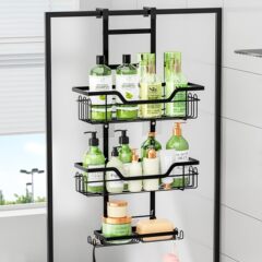 アマゾンのバスルーム収納ラック、釘不要の多層ハンギングバスケット、バスルーム収納、シャワージェル、タオル、バスルーム収納ラック