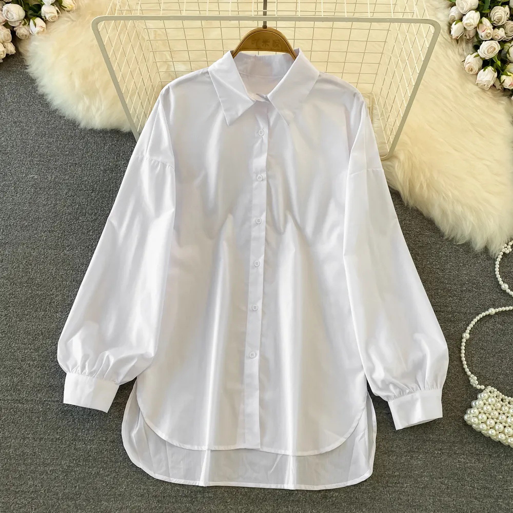 Women's Blouse Long Sleeve Blouses Slit Simple Style Solid Color display picture 1