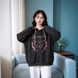 300kg plus size women's chubby girl personalized letter printed long sleeve sweater coat 2024 late autumn new hoodie