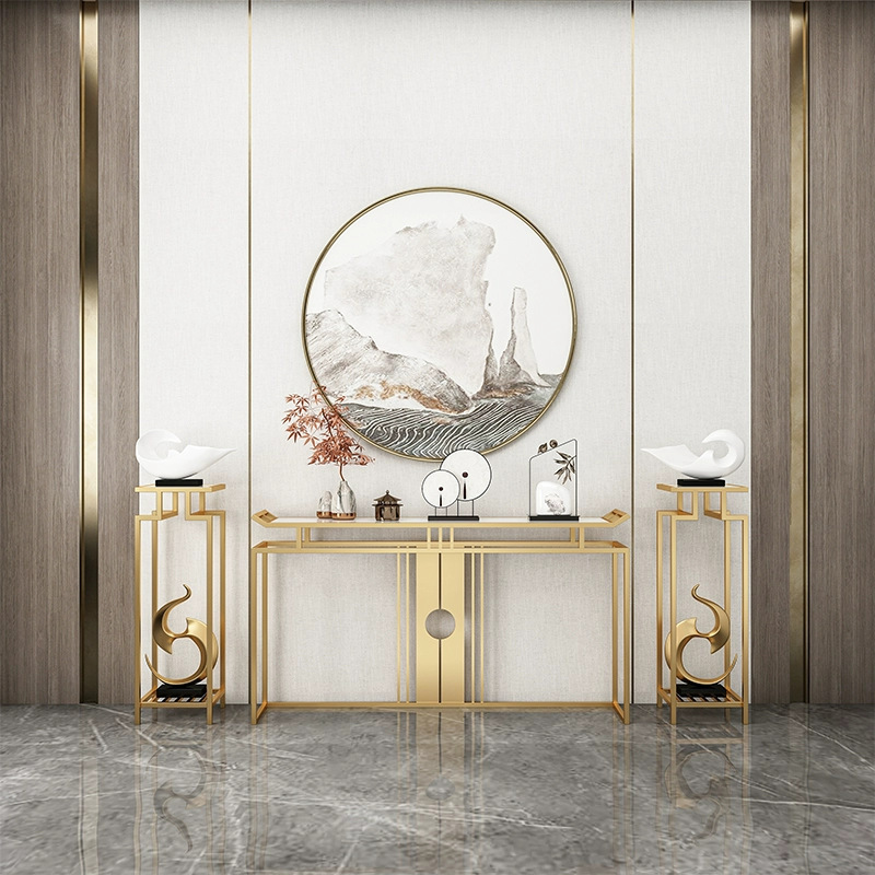 New Chinese-style light luxury high-end marble entrance table for hotel sales offices, corridor entrance table, entryway display table