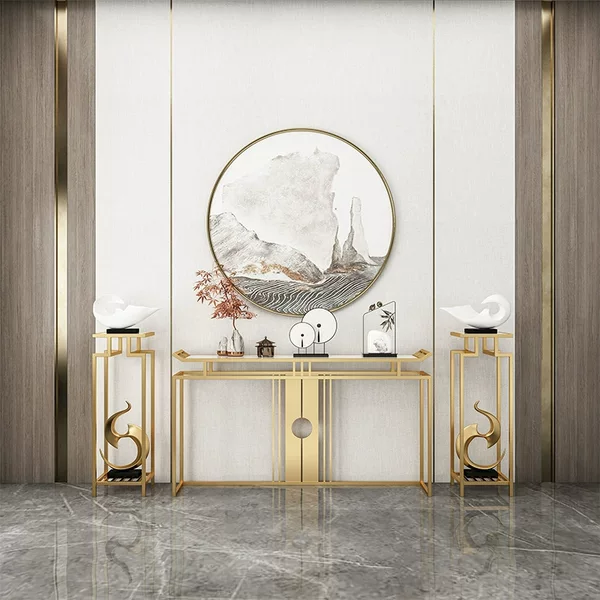 New Chinese-style light luxury high-end marble entrance table for hotel sales offices, corridor entrance table, entryway display table