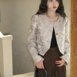 法式提花外套女秋季新款设计感小香风修身显瘦外塔上衣外套女