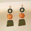 Retro pendant, ethnic wooden earrings, ethnic style, autumn, wholesale