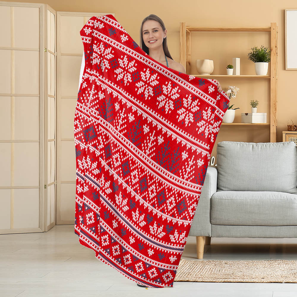Manta de Franela Festiva con Estampado Navideño, Manta para Siesta, Manta para Aire Acondicionado, Manta Gruesa para Sofá, Manta para Dormitorio