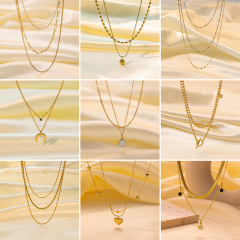 クロスボーダー東莞チタン鋼ジュエリースタッキングスタイルメッキ 18 K ゴールドチタン鋼ネックレスジュエリー女性のハイエンドライト高級鎖骨チェーン