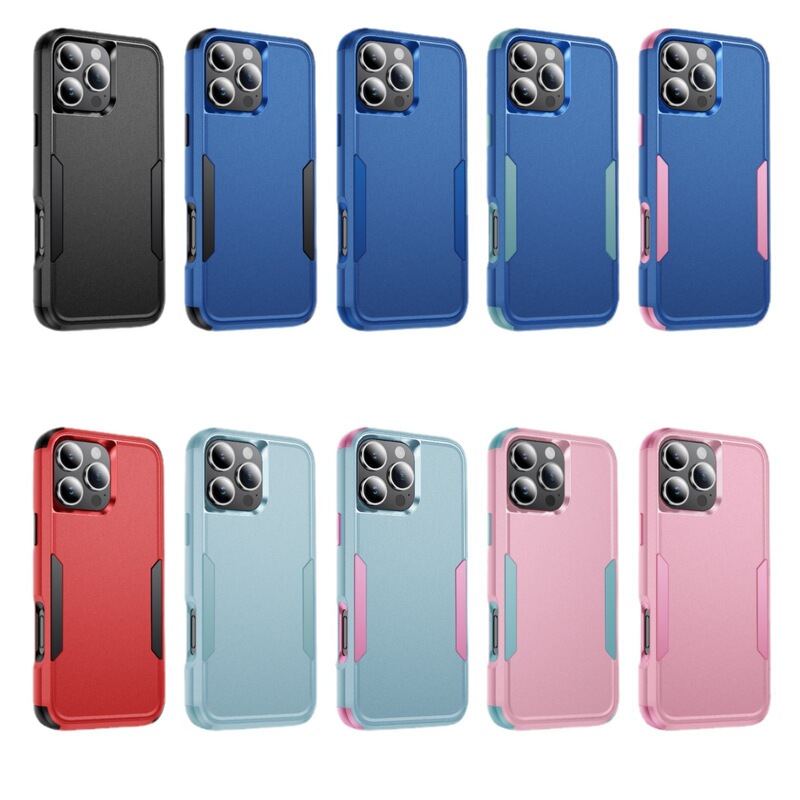 Apple 17 Suitable for iPhone 16 Pro Max Phone Case, Color-Blocking Three-In-One Anti-Drop Protective Cover for Cross-Border Commuters