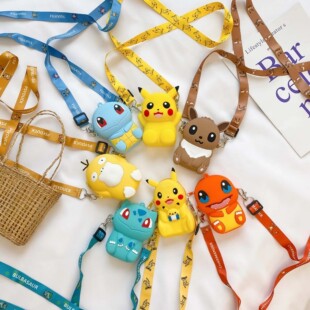 New Cartoon Jenny Turtle Silicone Bag Small Fire Dragon Children's Coin Purse Clove Pikachu Casual Bag for Boys and Girls