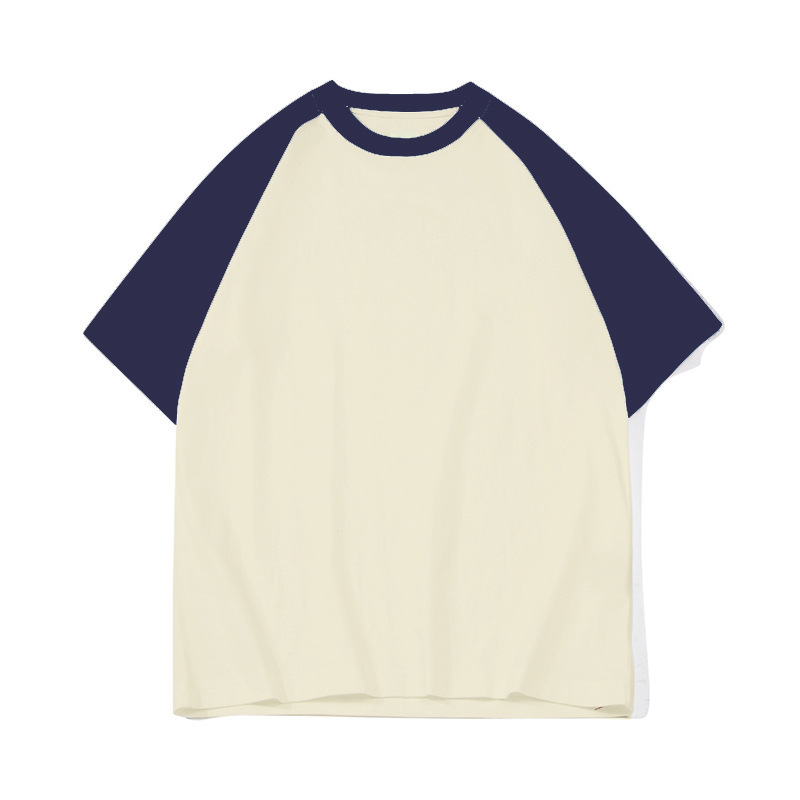 コントラストカラーステッチラグランスリーブ純綿半袖Tシャツカスタム広告文化シャツラウンドネック作業服クラス制服DIYカスタマイズ|undefined