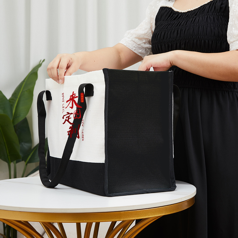 Nuevo color transfronterizo compuesto de algodón y lino bolsa de compras bolsa de mano ecológica para salir bolsa de hombro xqds0395a