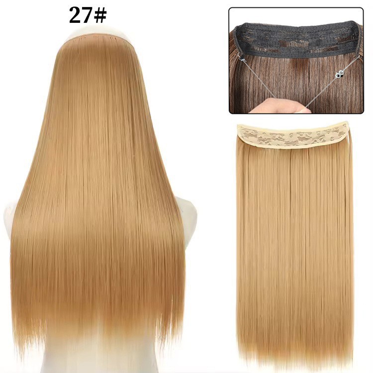 Nuevas pelucas de fibra de pescado cortina de cabello pelucas largo cabello recto sin marcas extensiones de cabello 26 pulgadas comercio exterior