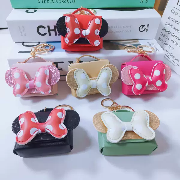 European-style New Creative Leather Headphone Storage Bag Fresh Sweet Mini Bag Bow Bag Keychain
