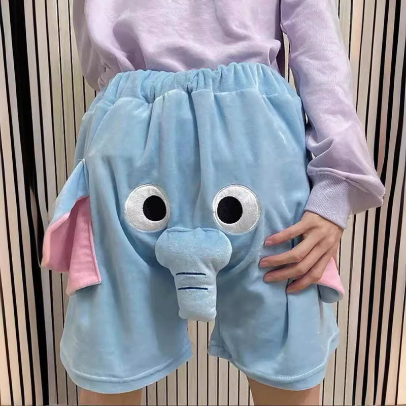 New Cartoon Shorts Cute Funny Ugly Fish Embroidered Shorts Women's Coral Velvet Casual Pajamas Cross-Border