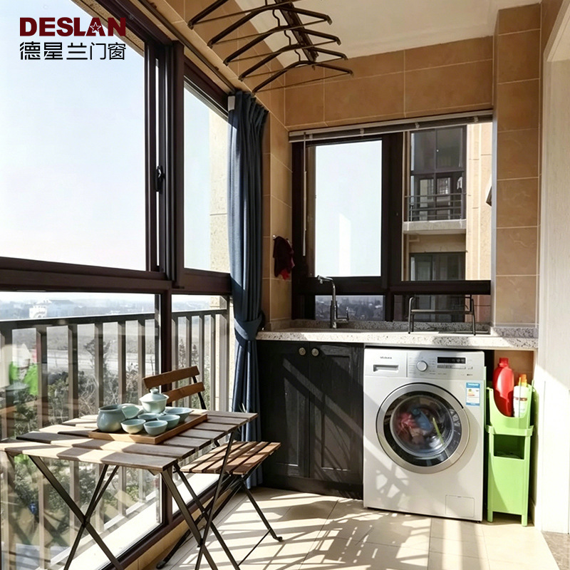 Apartment Balcony Window Sealing, Guangdong Foshan Thermal Break Aluminum Alloy Casement Window, Bedroom and Living Room Soundproof and Heat-Insulating Floor-To-Ceiling Window