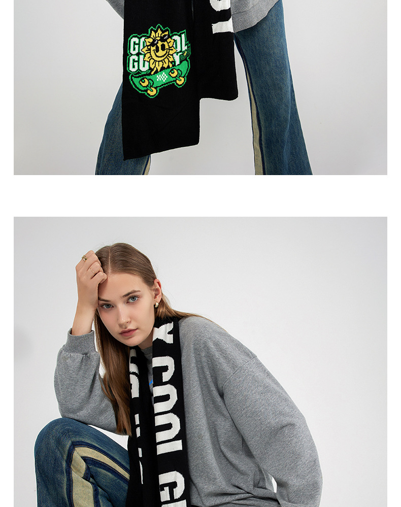 INS Personalisierter Fan-Schal für Herren und Damen Herbst und Winter Neuer gestrickter Buchstaben-Jacquard-Imitat-Kaschmir-Langer Schal_voghion.com