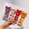 Demi-season children's hairgrip, fruit hairpins with bow, strawberry, flowered, floral print