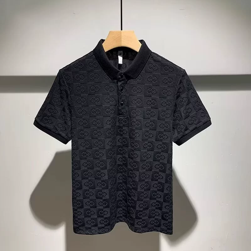 Летнее модное поло, футболка, Slim Fit, с коротким рукавом, воротник стойка