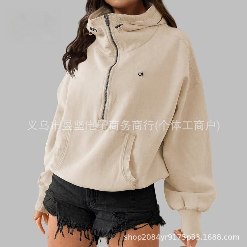 European and American Style A10 Yoga American-Style Yoga Clothing Hooded Sweatshirt Outdoor Sports Zip-Up Drawstring Long-Sleeve Top Jacket European and American Style A10 Yoga American-Style Yoga Clothing Hooded Sweatshirt Outdoor Sports Zip-Up Drawstring Long-Sleeve Top Jacket