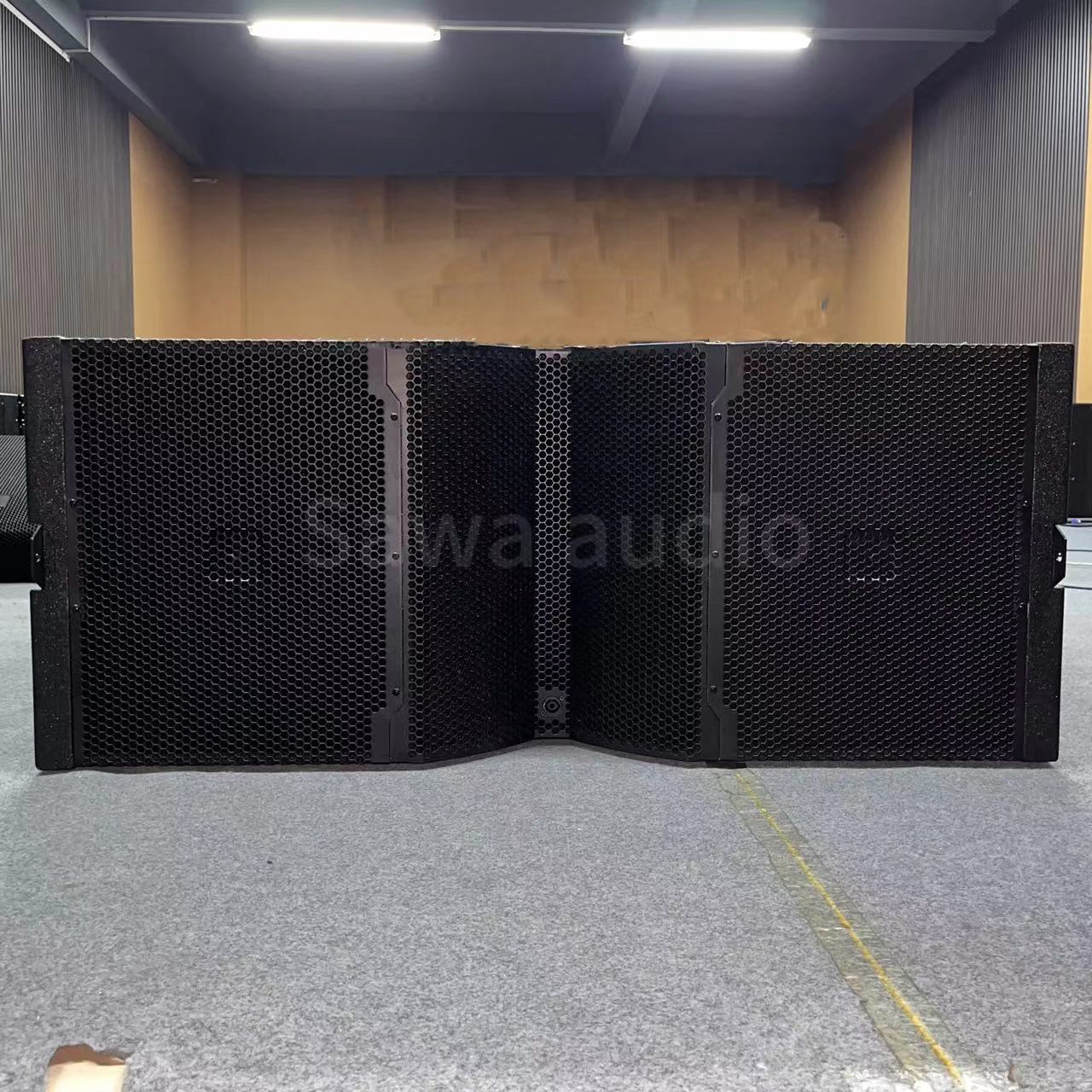 Altavoz de alta potencia con subwoofer dual de 18 pulgadas para escenarios al aire libre, sistema de sonido line array profesional para presentaciones, graves potentes, específico para escenarios
