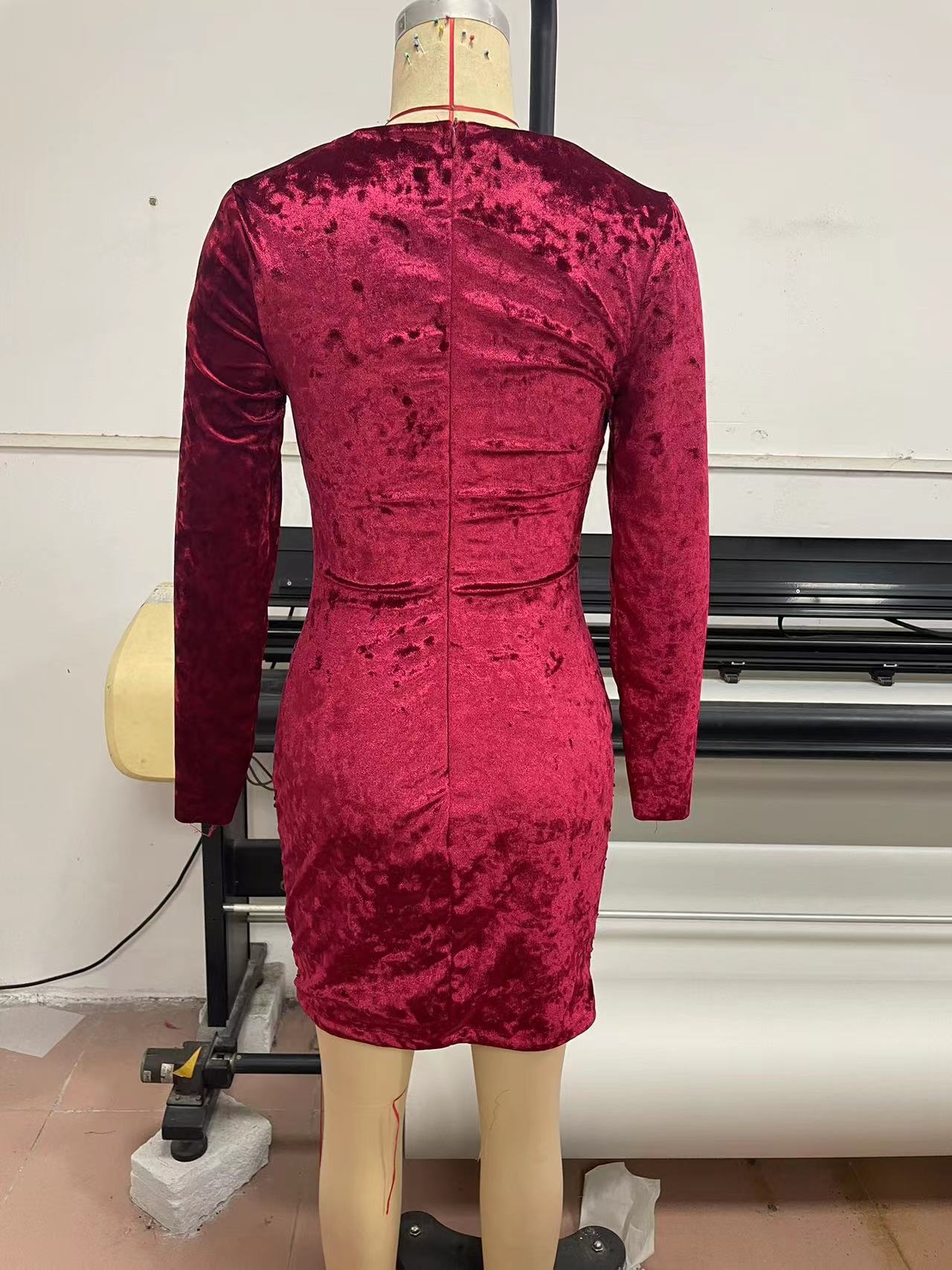 Europeo y Americano de Primavera y Otoño de comercio exterior de las nuevas mujeres de Amazon de manga larga de lentejuelas slim fit vaina apretado vestido de banquete