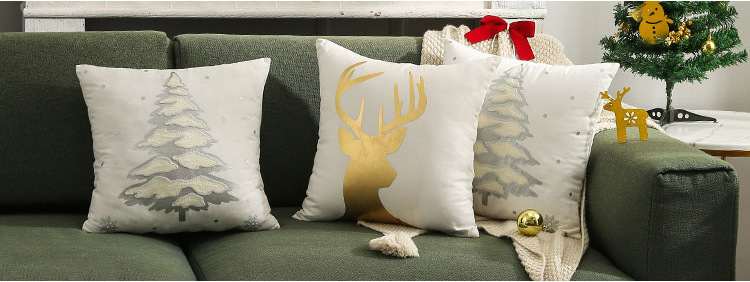 Fashion Christmas Tree Elk Short Plush Pillow Cases display picture 3