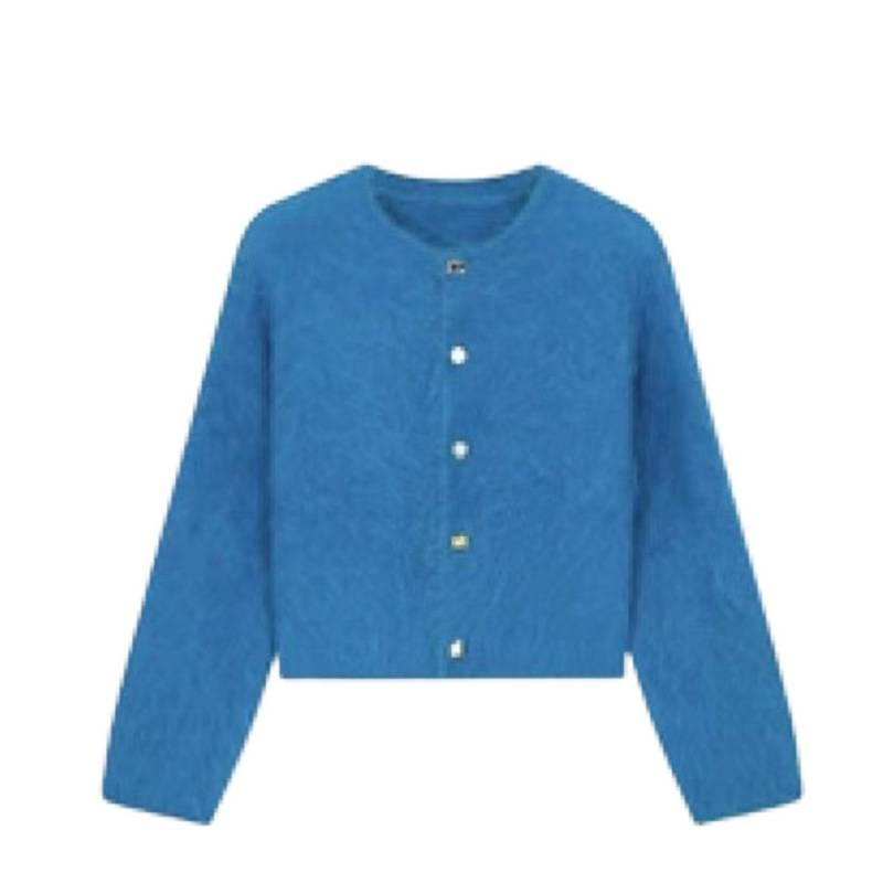 Cline azul de punto cardián de mujer nuevo primavera y otoño de alta calidad sensación suave de peluche engrosado suéter abrigo de moda image 5