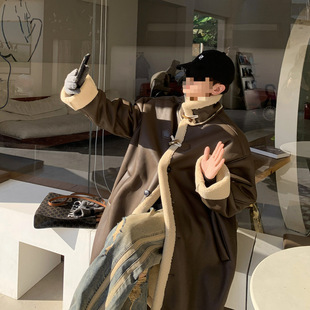 2025 New Fashion Warm Long Men's Winter Fur All-In-One Outwear Thickeneded Versatile Leather Outwear Trendy