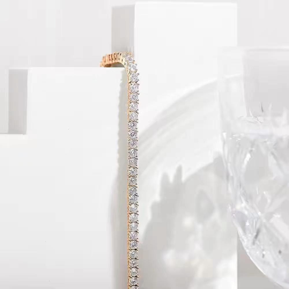 1 Piece Quantity Wholesale Jewelry Vacation Simple Style Solid Color Copper Zircon Inlay Bracelets Tennis Chain