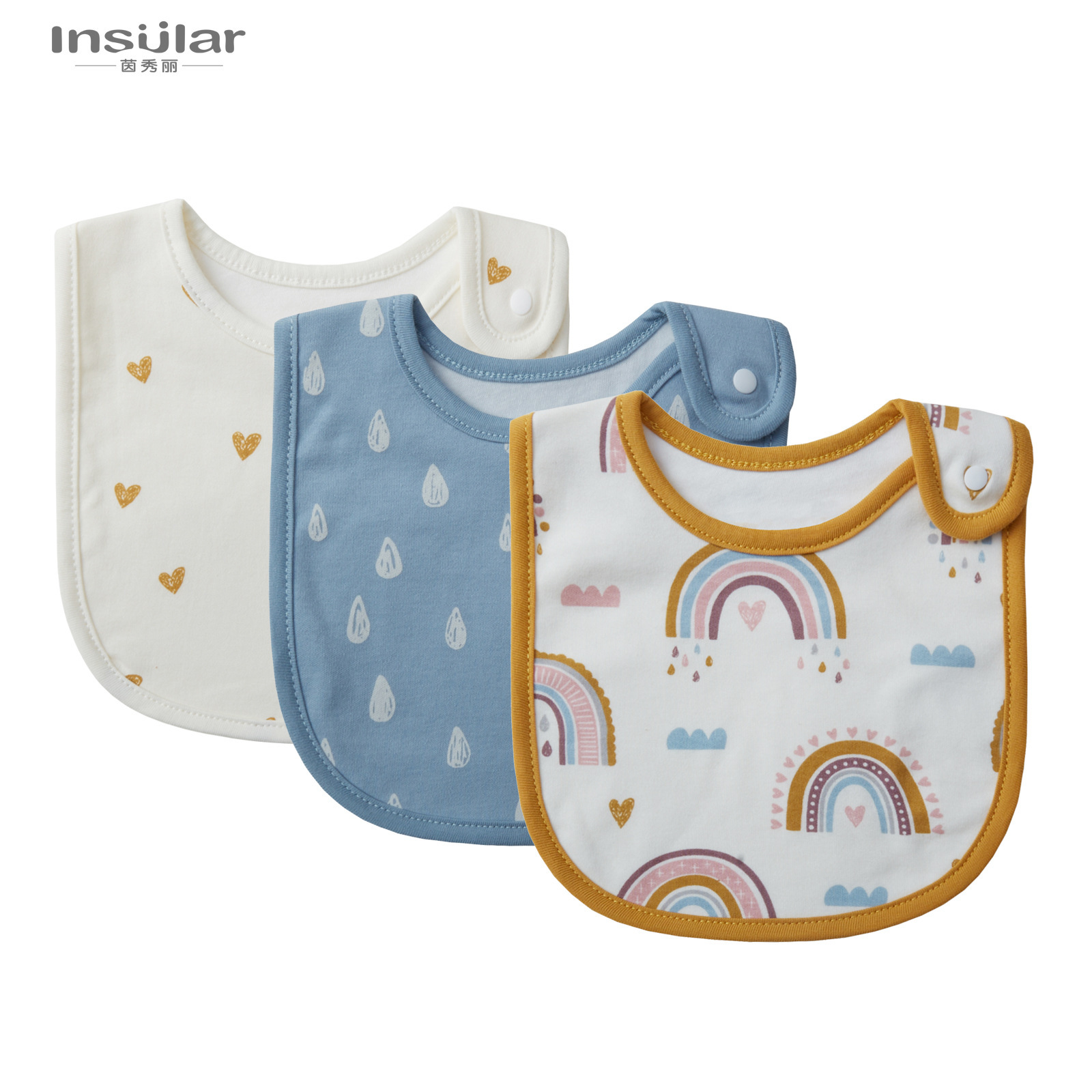 3 paquetes de algodón de dibujos animados para bebés delbanco impermeable delbanco delbanco del bebé delbanco del recién nacido toallas de saliva de botón transfronterizas