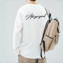 索罗娜面料美式ins印花上衣春秋新款学生百搭打底插肩长袖t恤男